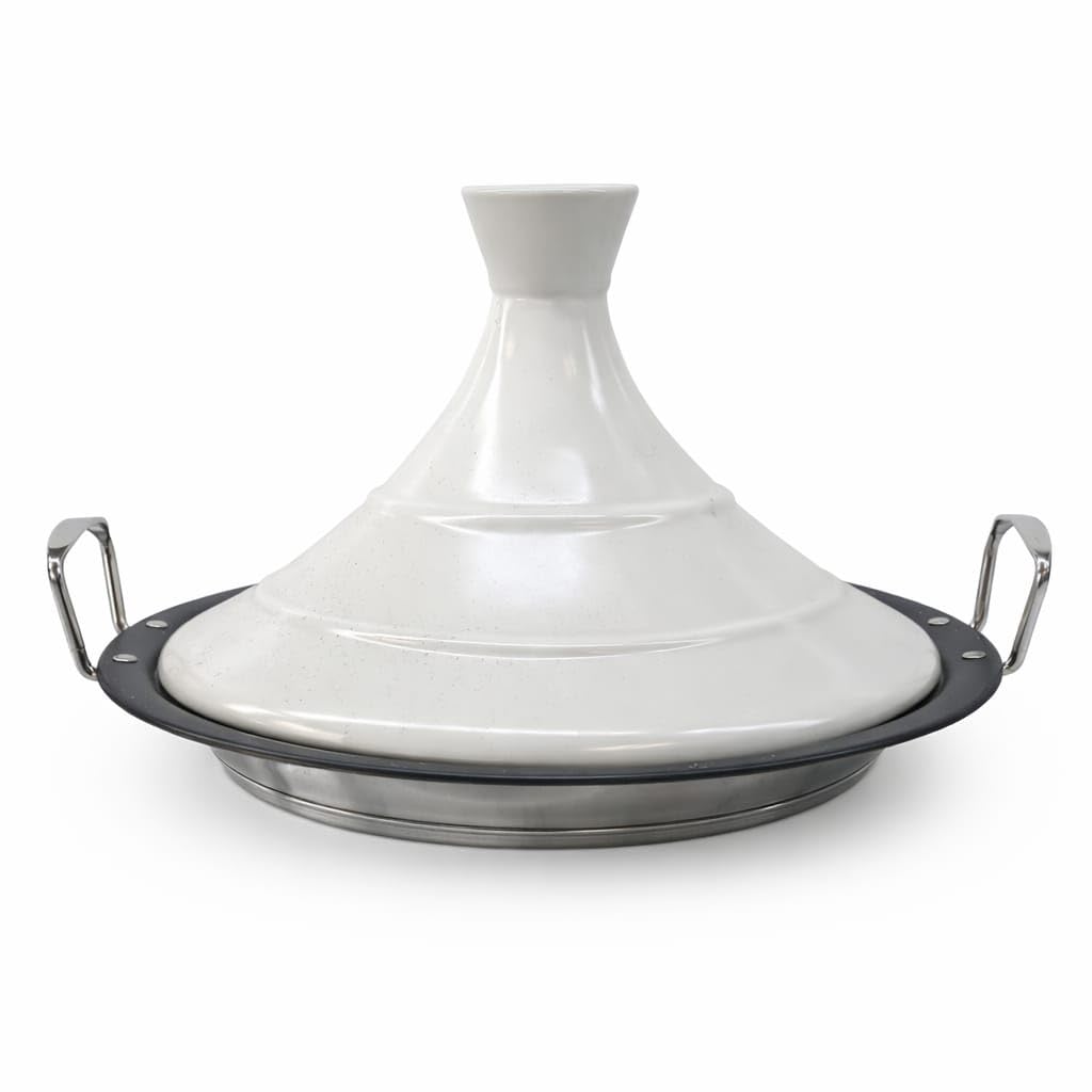 Tajine en revêtement anti-adhésif, Plat à Tajine, Acier Inoxydable, Compatible tous feux y compris Induction, Lave Vaisselle (34CM)
