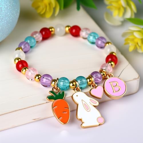OXYEFEI Easter Baskets for Kids,Pink Personalized Easter Basket with Initial for Girl Boy Kids (A, Pink) - 3