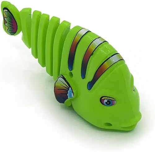 Clockwork - Juguetes de peces de dibujos animados oscilantes, juguetes de pesca de cuerda de plástico, juguetes de pesca mecánicos, juguetes