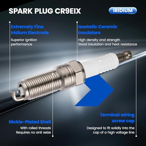 Image of 4024168967 Iridium Spark Plugs 6 Pack - Compatible with Dodge Grand Caravan 2001-2010, 3.3L 3.8L V6 Engine - Replaces 4024168967 Spark Plug