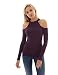 PattyBoutik Women’s Halter Cold Shoulder Keyhole Back Blouse (Dark Purple S)