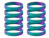 Teal & Purple Silicone Bracelets Bundle Pack – Inexpensive Teal & Purple Ribbon Silicone Wristbands for Suicide & Sexual Assault Awareness – Perfect for Women & Men, Adult Size (10 Pack)