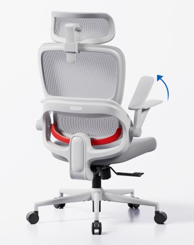 Image of SIHOO B100 SE Office Chair, Soft Memory Foam Desk Chair with Adaptive Lumbar Support & 2D Flip-up Armrests, 135 tilt Computer Chair for Home Office, White