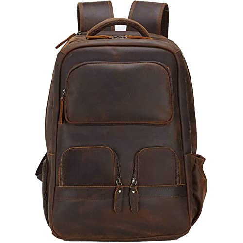 Masa Kawa Full Grain Leather 15.6 Inch Laptop Backpack for Men Vintage Large Business Travel Rucksack Bag Overnight Daypack, Brown Masa Kawa Full Grain Leather 15.6 Inch Laptop Backpack for Men Vintage Large Business Travel Rucksack Bag Overnight Daypack, Brown