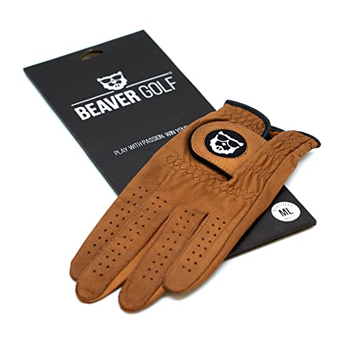 BEAVER GOLF Herren Golf Handschuh braun - Premium Cabretta-Leder - maximale Qualität - nachhaltig - Handarbeit (M, Links (Rechtshänder)) Cover