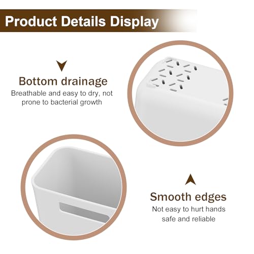 Disnace 4 Stück Wandmontierte Aufbewahrungsbox, Badezimmer Küchen Organizer Hängend Organizer, Speicherboxen für kleine Gegenstände, Aufbewahrungsbox für Speisekammer Küche Kühlschrank Büro (Weiß)