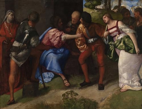 Reproduction Le Christ et la femme adultère de Tiziano, cadeau d'art chrétien