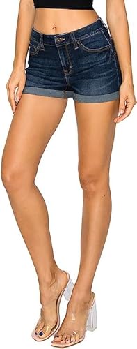 Wax Jean Butt I Love You Repreve High Waisted Sustainable Denim Shorts, Dark, Small #TOP1