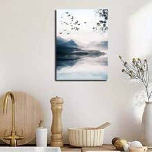 Toile paysage abstrait 40x60 cm haut de gamme avec cadre interne en bois stable