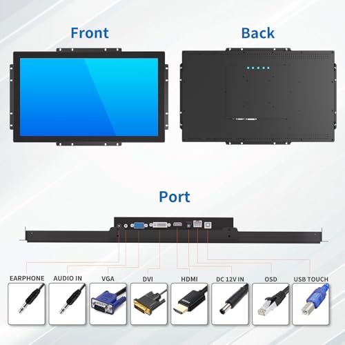 Image of 21.5 Inch Open Frame Touch Monitor, PCAP 10-Point Touch Industrial Touchscreen Monitor, with HDMI /VGA /DVI Interface, Active Matrix TFT LCD,LED Backlight, with VESA Mount