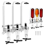 QWORK 3 Bottle Wall Mounted Liquor Dispenser, Aluminum Alloy Beverage Dispenser with Mixing Valve, Bar Butler Bracket, Beer Alcohol Bottle Beverage Stand