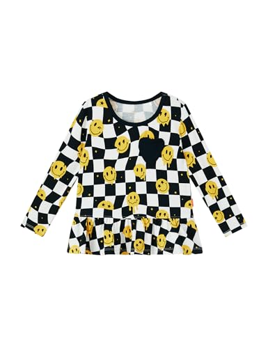 Image of Bamboo Viscose Toddler Girl Blouse Top Long Sleeve Ruffle Hem Shirt for Girls
