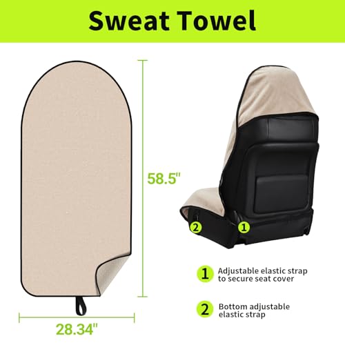 Image of Leader Accessories Beige Waterproof Sweat Towel One Front Bucket Seat Cover for Car Trucks SUV Machine Washable Fitness Athletes Pets Gym | Universal Non-Slip, Fits Car Truck SUV, Machine Washable, For Dog & Kid, Pets, Yoga, Gym, Beach, Swimming, Outdoor Sports