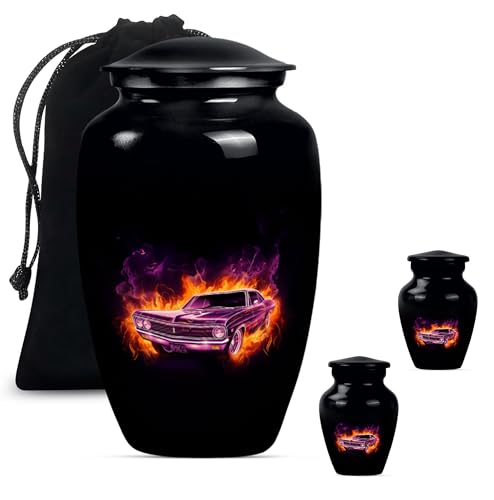 Car Urn, Urn for Ashes Adult Male, Urns for Human Ashes Adult, Decorative Urns, Mini Urns for Human Ashes Keepsake, Cremation Urns for Women(Size - 10inch 1Pcs, 3inch 2Pcs)