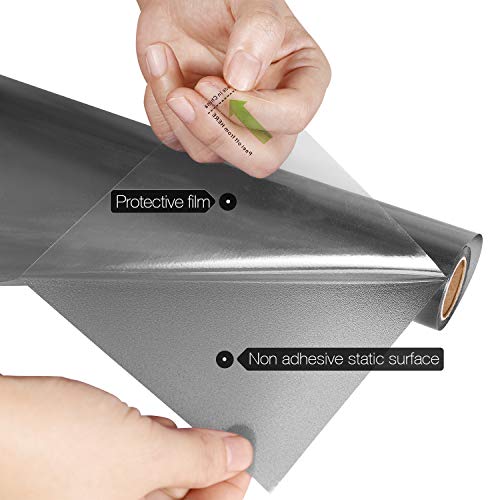 HIDBEA Frosted Window Privacy Film - Non Adhesive Static Cling Glass Stickers Sun UV Blocking Heat Control Door Covering Decals for Home Office, Frosted Gray, 17.5 x 78.7 Inch