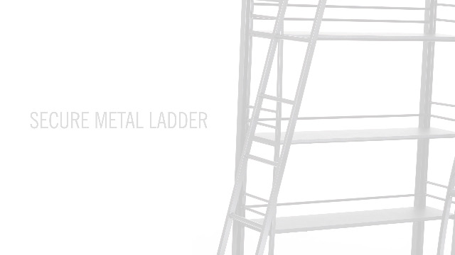 DHP Studio Loft Bunk Bed Over Desk and Bookcase with Metal Frame, Twin, Gray Gray