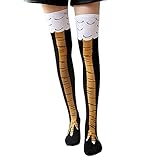 Sailsbury Frauen Crazy Funny Chicken Leg Cluck Neuheit Knie Oberschenkel Hohe Socke Atmungsaktives Fitness Geschenk,Chicken Leg High Sock,Match with Sports Shoes or Low-Heel Shoes