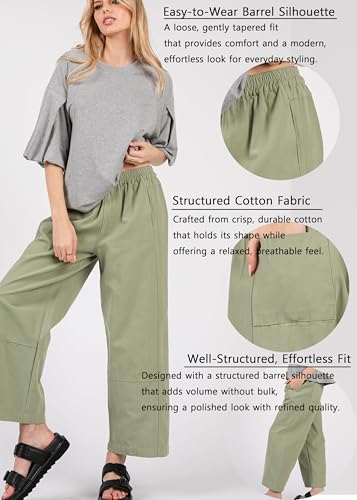 Women's Casual Cotton Linen Pants - Elastic Waist Relax Fit Lantern Trousers for Summer and Fall4