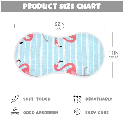 Muslin Burp Cloth for Baby 2PCS Blue Striped Flamingos Pink Super Absorbent Burping Cloths, Bibs for Newborn Boys Girls4