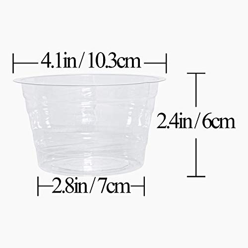 Riefie 12 Pack Of 4 Inch Plastic Plant Saucer, Clear Drip Trays For Indoors & Outdoor Plants, Thin Deep Flower Pot (4'') #TOP1