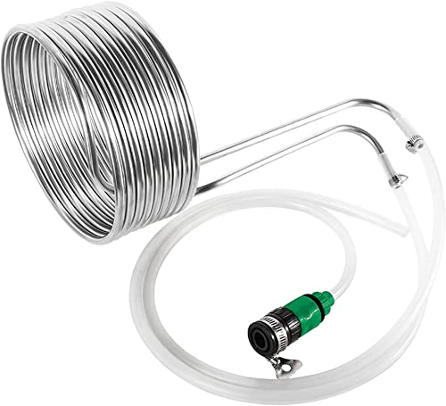 Bturyt 304 Stainless Steel Immersion Wort Chiller, Cooling Coil Tube With Water Adaptor & Silicone Tubing Heat Exchanger Homebrew Beer Cooler #TOP5