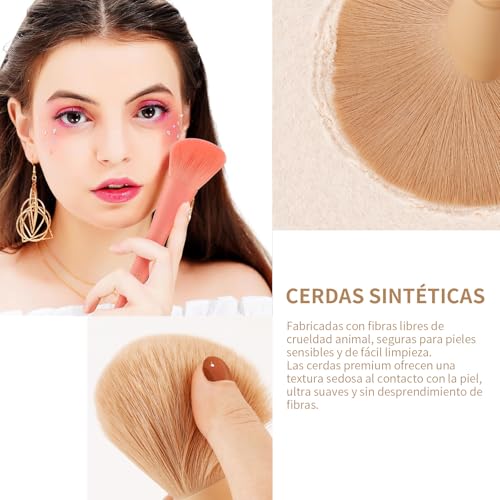 Docolor Juego de Brochas de Maquillaje Profesional 17 Piezas, Kit Completo Color Morandi con Bolsa de Viaje, Esponja y Guía de Uso, Pinceles de Maquillaje Premium Synthetic para Cara y Ojos, Rubor - Imagen 3
