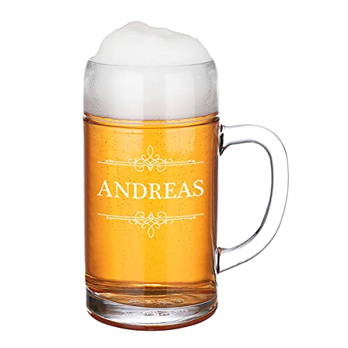Jarra medidora de 1 litro con Nombre Grabado – Oktoberfest – Vaso de Cerveza Personalizado – Clásico de Múnich – para Verdaderos Fans de Baviera – Stölzle Lausitz