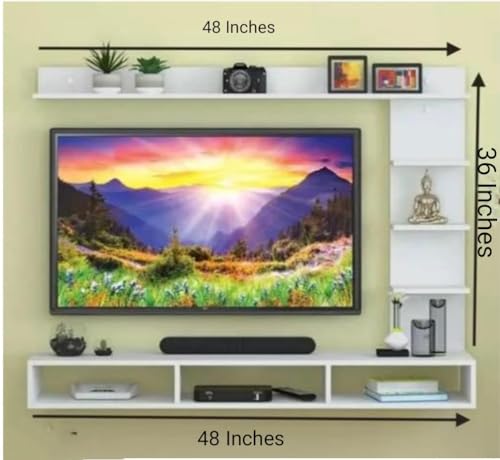 Image of Wooden handicrafts Dazzling C Style Cabinet Wall Rack Shelves Set MDF -Medium Density Fiber Home Decoration Wall Decor (Frosty White, C Style Tv Cabinet) | Wooden Handicrafts, MDF - Medium Density Fiber, Home Decoration Wall Decor, TV Cabinet