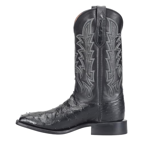 Justin Boot Company Mens George Strait FQ Ostrich 12In Black Top Cowboy Boots Black 10.5 D2