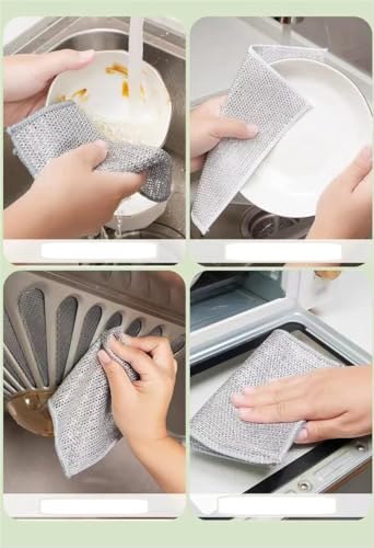 Image of Kitchen Dish Soap Dispenser with Sponge Holder, 2-in-1 Countertop Soap Pump Dispenser, Soap Dispenser for Kitchen Sink with 2-Packs Wire Dishwashing Rag,White