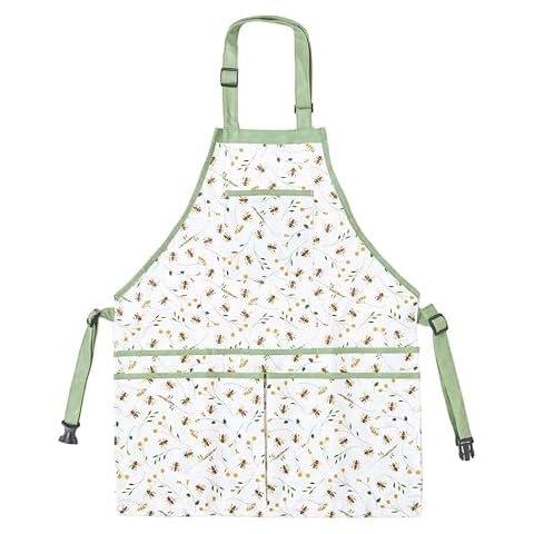 HOMESCAPES Waterproof Green Floral Gardening Apron Cover