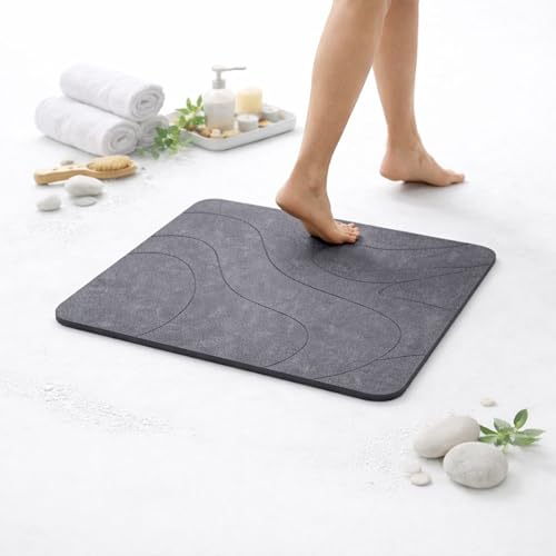 Veradgroup Alfombra Diatomita Baño Antideslizante Alfombra Baño Diatomita Ducha Secado Rápido Alfombra Cocina Y Baño Premium Bath Mat De Piedra Natural Gris Piedra Elegante