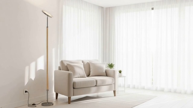 Image of JOOFO Wood LED Torchiere Floor Lamp with Remote, 3000LM Dimmable