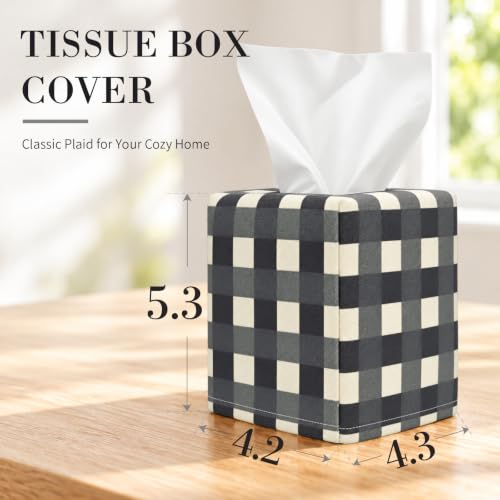 YAWIKO Tissue Box Cover, Fabric Tissue Holder, Tissue Box Cover Square - image 2