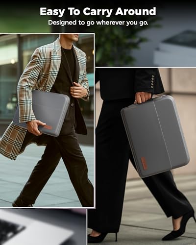 Image of FEDUS ORO Premium Vegan Leather Laptop Sleeve Bag Case 15.6 inch, Shockproof Office Laptop Cover Pouch Carrying Bag with Accessory Pocket & Handle for MacBook, HP, Dell, Lenovo, Asus for Men & Women