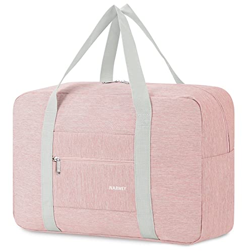 For Spirit Airlines Personal Item Bag 18x14x8 Foldable Travel Duffel Bag Tote Carry on Luggage Duffle Overnight for Women (1112 Thick Series Pink)