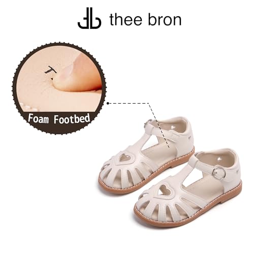 Image of THEE BRON Toddler Girls Closed-Toe Sandals Sweet Retro Cutout Summer Dress Shoes