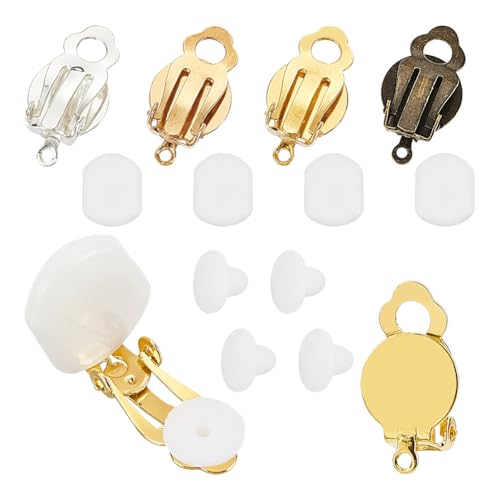 GOMAKERER 120pcs convertisseur de Boucles D'Oreilles à Clipser, 6 Styles Boucles D'Oreilles Non Percées Fer Boucles D'Oreilles à Plateau Rond à avec Coussinets en Silicone pour Fabrication de Bijoux