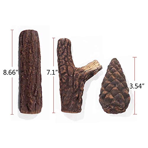 Regal Flame 9 Piece Petite Set of Ceramic Wood Gas Fireplace Logs Logs for All Types of Indoor, Gas Inserts, Ventless & Vent Free, Propane, Gel, Ethanol, Electric, or Outdoor Fireplaces & Fire Pits. - Thumbnail 6