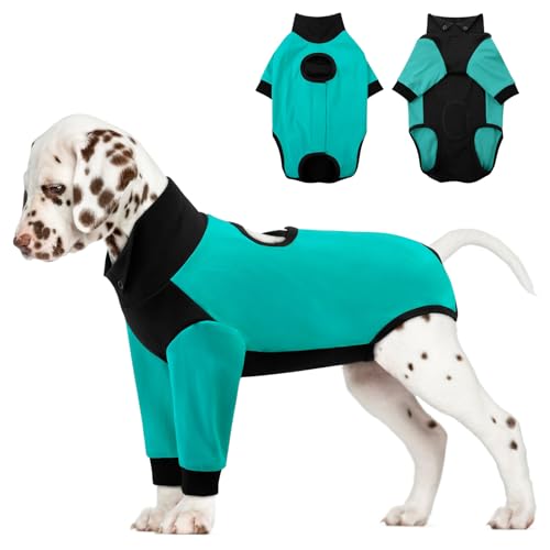 Image of AOFITEE Dog Recovery Suit for Front Legs, Breathable Dog Wound Care Shirt to Stop Licking, Thigh Protective Dog Surgical Suit Male Famale, Dog Surgery Suit Female Spay Cone Collar Alternative, Green