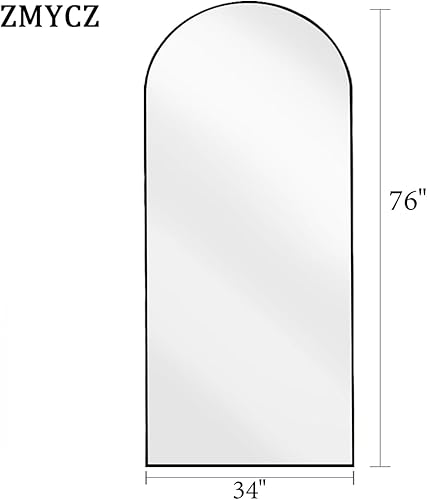Miniatura 2 de ZMYCZ Espejo de longitud al suelo, espejo de longitud completa de 76 x 34 pulgadas, espejo de longitud completa para colgar o inclinarse, espejo