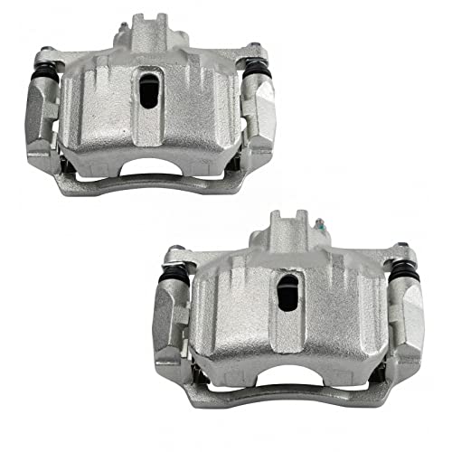 Image of TRQ Front Brake Caliper Set Caliper Brackets Hardware Compatible with 12-15 Honda Civic Driver and Passenger Side