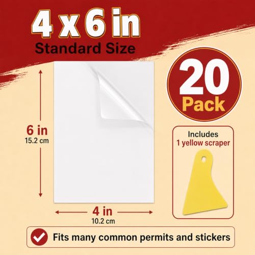 Image of PSLER Sticker Shield Windshield, Static Cling Window Film, 4x6 inch 20 Pack