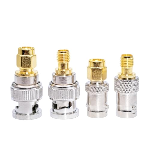 JZK Set di 4 connettori coassiali a radiofrequenza Adattatore SMA maschio femmina a BNC, spina BNC da jack a connettore SMA
