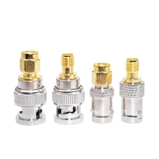 JZK Juego de 4 Conectores coaxiales de radiofrecuencia SMA Macho Hembra a Adaptador BNC, Conector BNC Jack a Conector SMA