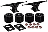 Longboard 180mm Trucks + 70mm Wheels + Bearings Combo (Solid Black)