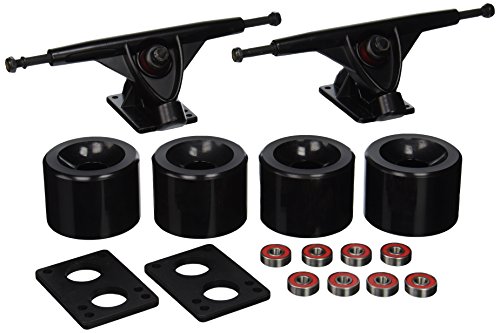Longboard 180mm Trucks + 70mm Wheels + Bearings Combo (Solid Black)