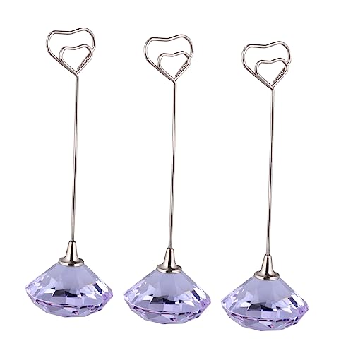 FUNOMOCYA 3PCS Heart Shaped Memo Holders with Stylish Table Clips for Parties Weddings Home Decor Paper Holders for Photos Cards Notes Purple