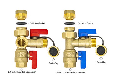 Libra Supply 3/4 inch IPS Isolator Tankless Water Heater Service Valve Kit – 3/4'' FNPT X FNPT Thread Brass Isolation Set with Pressure Relief Valve | Pipe Fittings, Supplies & Spare Parts