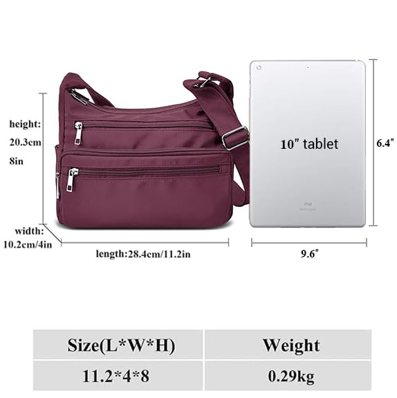 Image of VOLGANIK ROCK RFID Purses for Women Fabric Nylon Multi Pocket Crossbody Bag Ladies Travel Handbag
